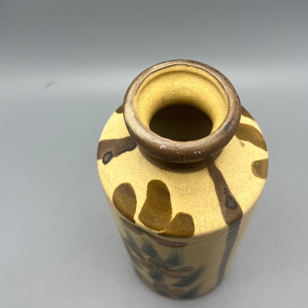 Vintage Japanese‎ Napcoware Floral Vase  6.5" Rustic Beige Brown Green - Picture 4 of 7